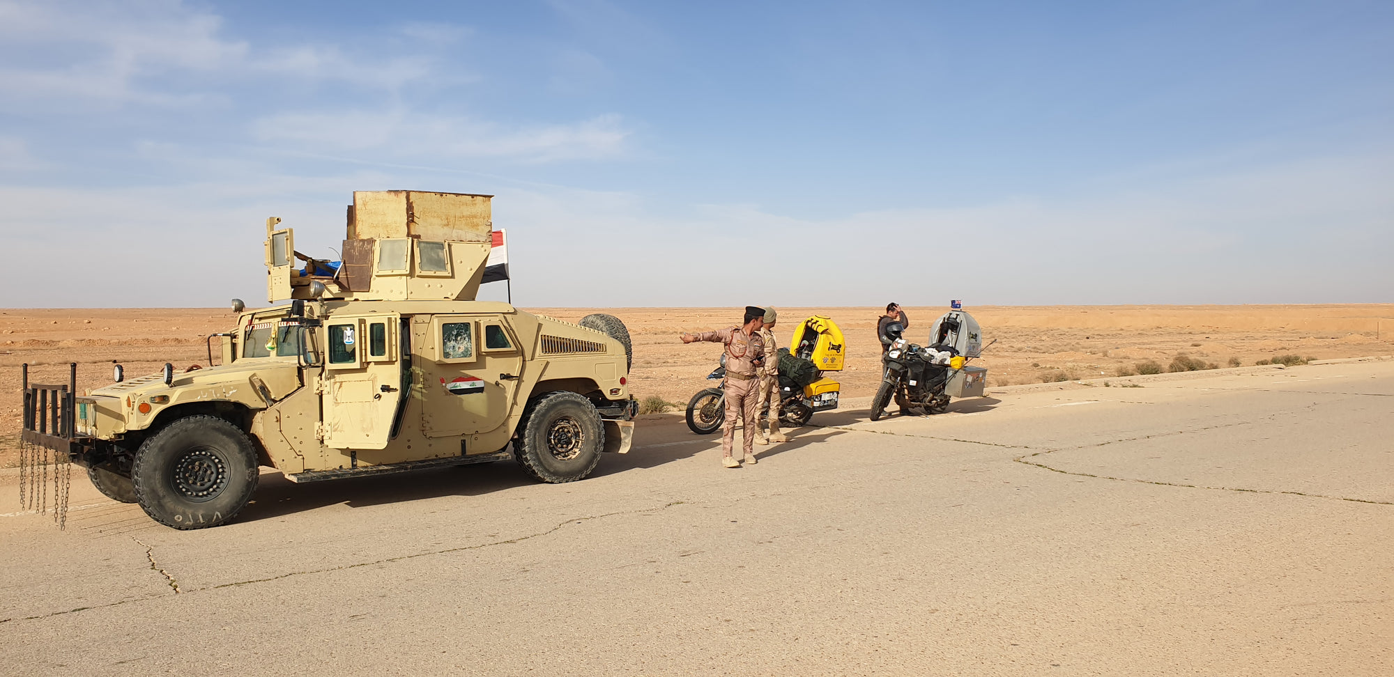 Military escort across Syrian Desert, Iraq, 2022
